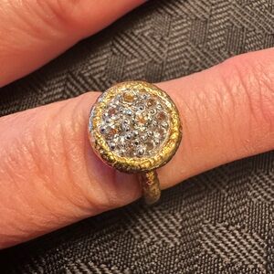 Elegant Cluster Gold and Silver Ring, Stamped 925 (size 7)